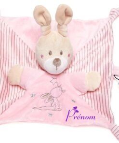 Doudou personnalisé lapin rose