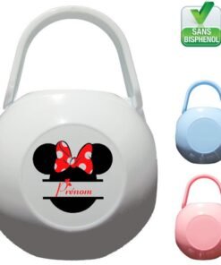 Boîte à tétine personnalisée Silhouette Souris rouge Prénom