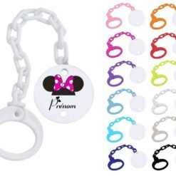 Attache tétine personnalisée Souris noeud rose