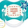 Tétine bébé  personnalisée photo Space turquoise symetrique