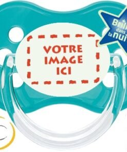Tétine bébé  personnalisée photo Space turquoise symetrique