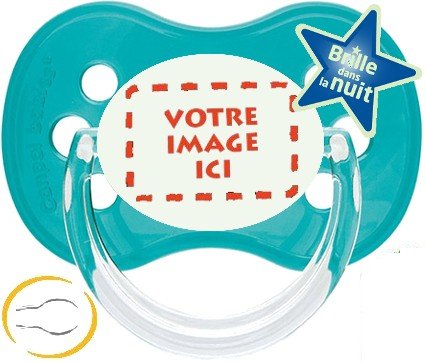 Tétine bébé  personnalisée photo Space turquoise symetrique