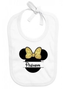 Bavoir bébé personnalisé silhouette souris doré prénom